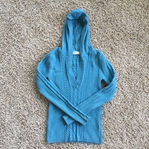 Old Navy Hooded Cabled V-Neck Sweater